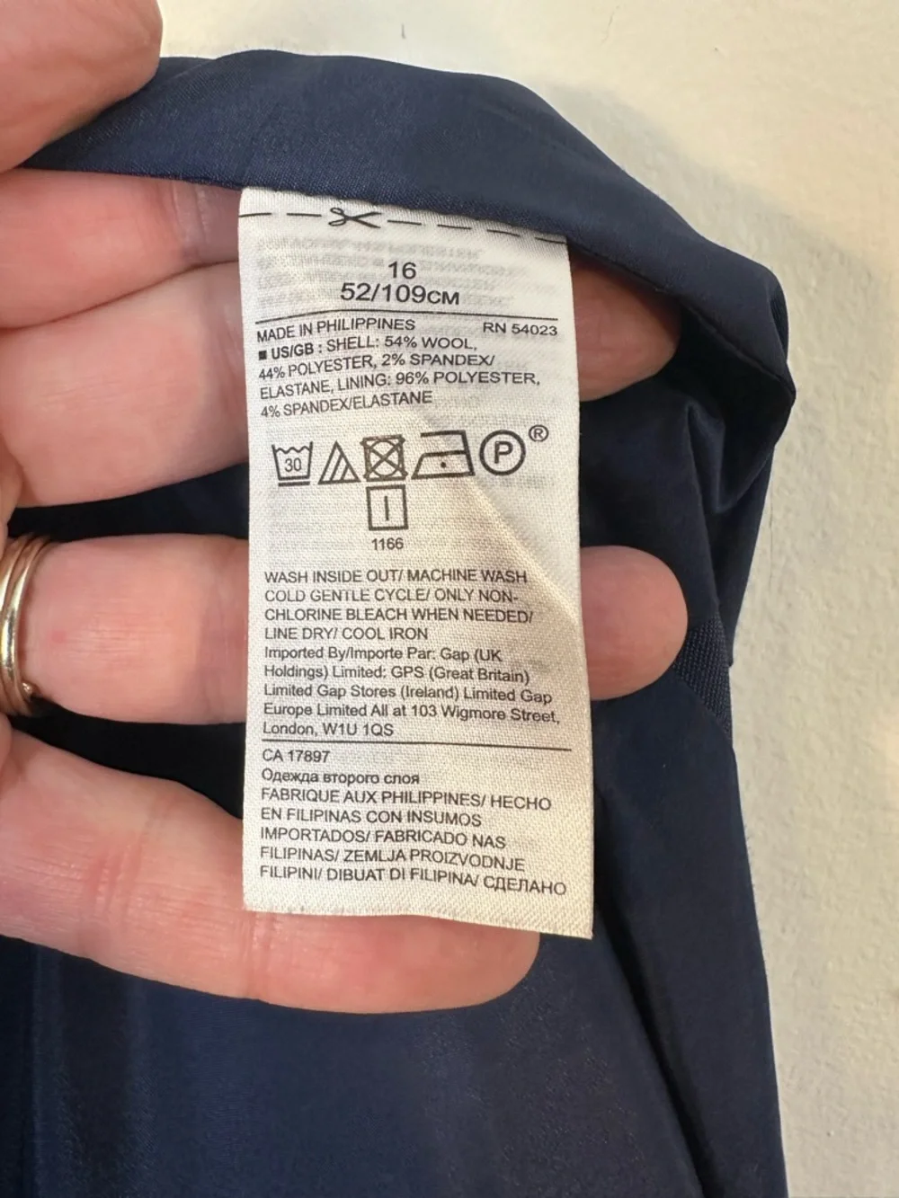 Banana Republic Stretch Wool Midi Navy Blue Pencil Skirt Sz 16 Business Casual - Picture 7 of 8